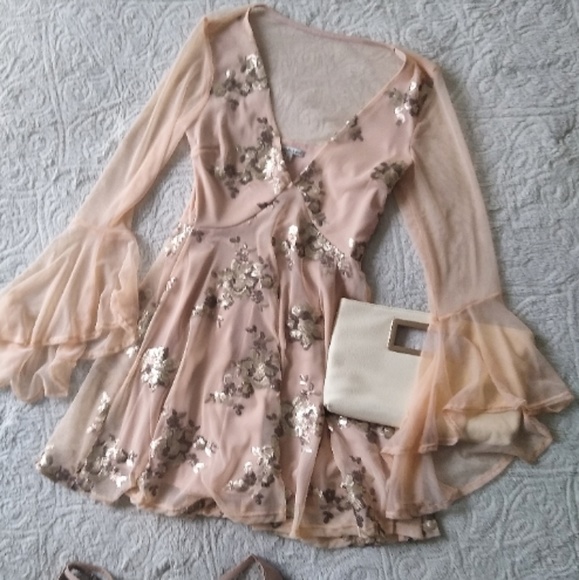 2/$25 Peach Dress with sequin detail - Picture 2 of 4